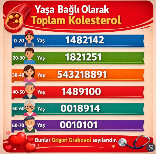 Yaşa Bağlı Olarak Toplam Kolestrol